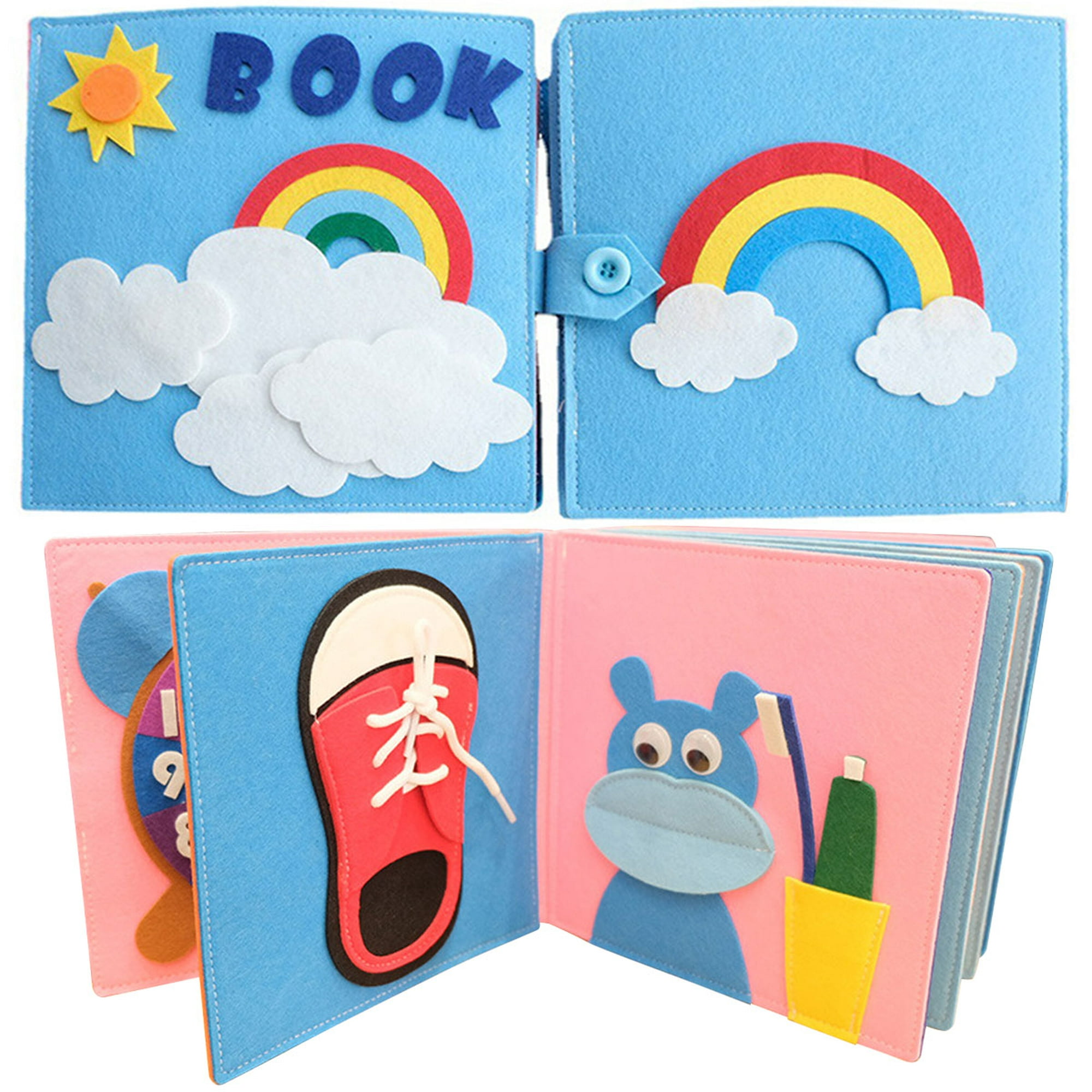 Libro de fieltro colorido para bebé, libro tranquilo y ocupado