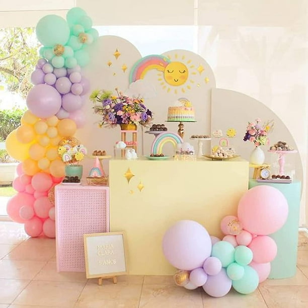 Cortinas de fondo de arco iris, decoraciones de cumpleaños de arcoíris para  fiesta de cumpleaños de unicornio, decoración de baby shower, niña, 5