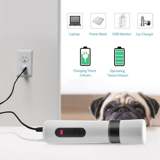 Corta uñas y pulidor eléctrico para mascotas. Recargable, incluye cable USB.