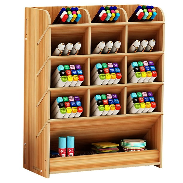 Organizador de lápices para escritorio - Organizador de escritorio de bambú  - Soporte para lápices para niños - Organizador de escritorio para niños 