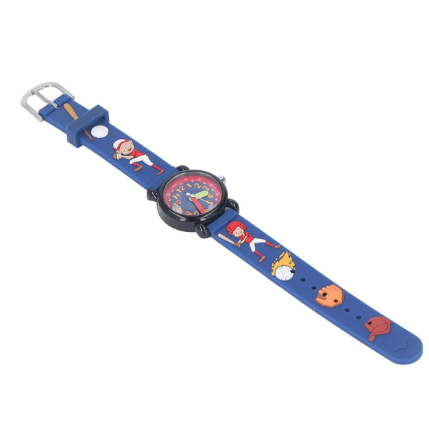 Reloj para niños de dibujos animados en 3D, patrón de niño de béisbol  lindo, escalas de números claros, relojes de juguete 3D para niños de 3 a 8  años, azul oscuro
