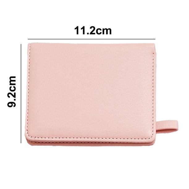 Monedero corto rosa para mujer, cartera de cuero plegable