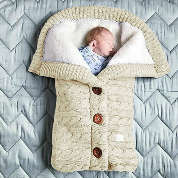 Saco de dormir cálido para bebé, saco de invierno para niño, saco de dormir  de punto para cochecito, manta de lana para recién nacido