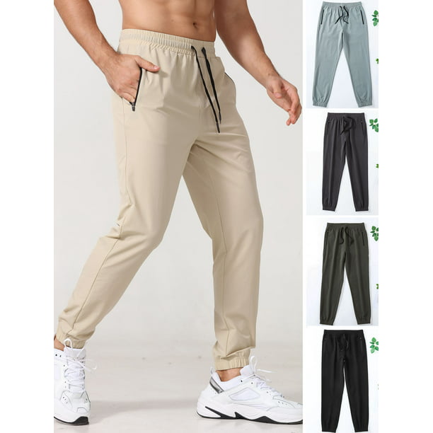 Mallas deportivas para hombre con bolsillos, cintura elástica, cordón,  mallas cónicas para correr Irfora Verde oscuro/2XL