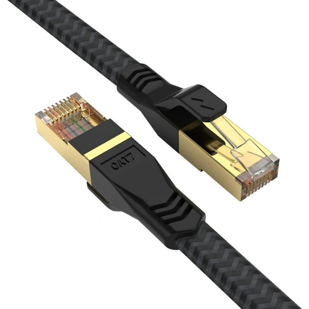Cable Ethernet Cat 7 de 1.5 pies, con un diseño plano que ahorra espacio,  cable de conexión de Internet y red LAN de alta velocidad, conectores RJ45
