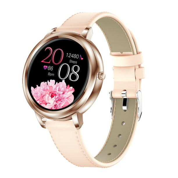 MK20 El smartwatch femenino es compatible con Android / iOS,oro rosa Abanopi de cuero | Walmart en línea