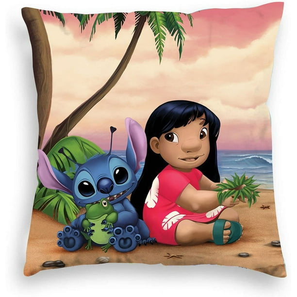 Disney-almohada de felpa con dibujos animados de Lilo & Stitch