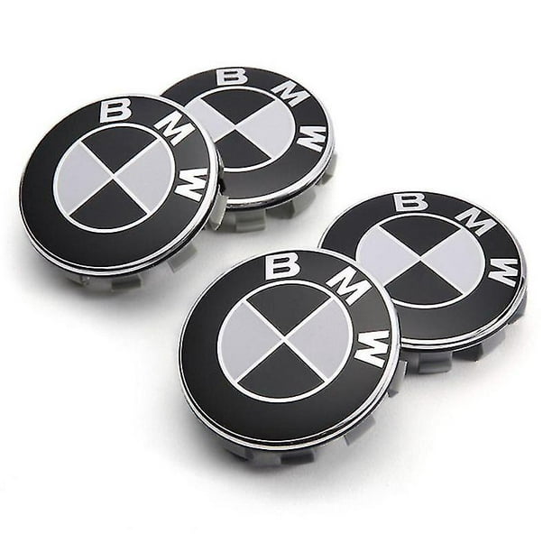 4 Bmw Logo Blanco y negro 68 mm Centro de la rueda Cubierta del
