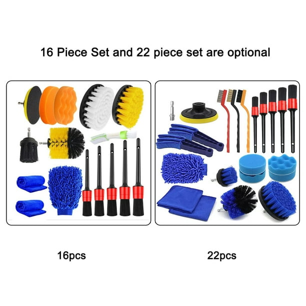16 piezas Kit de cepillo de limpieza del coche Cepillos de detalle