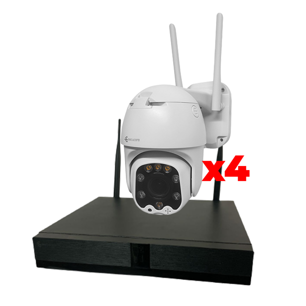 KIT 4 CÁMARAS WIFI INALÁMBRICAS VISIÓN NOCTURNA Y ZOOM SECUCORE