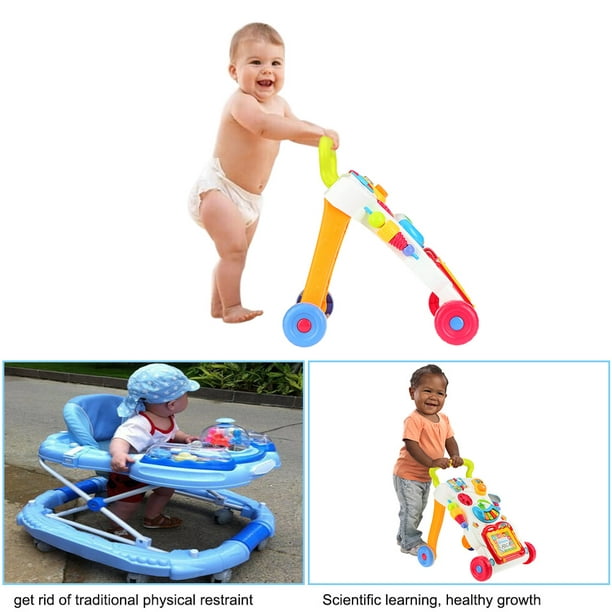 3 en 1 Andador para Bebé con Música y Luces Altura Ajustable Correpasillos  para Niños de 6 a 36 Meses Azul - Costway