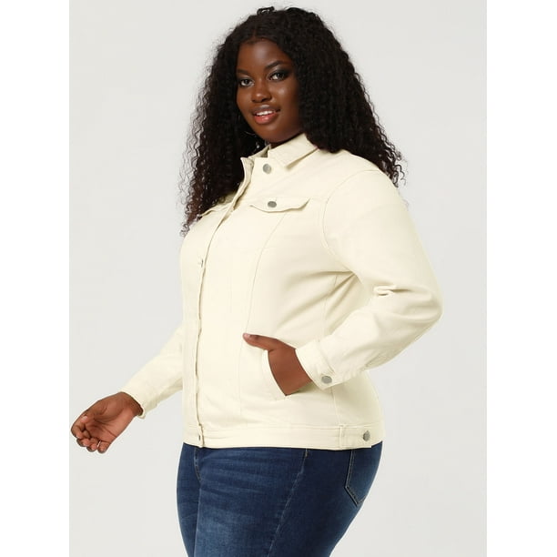 Chaqueta vaquera lavada con botones y talla grande para mujer con