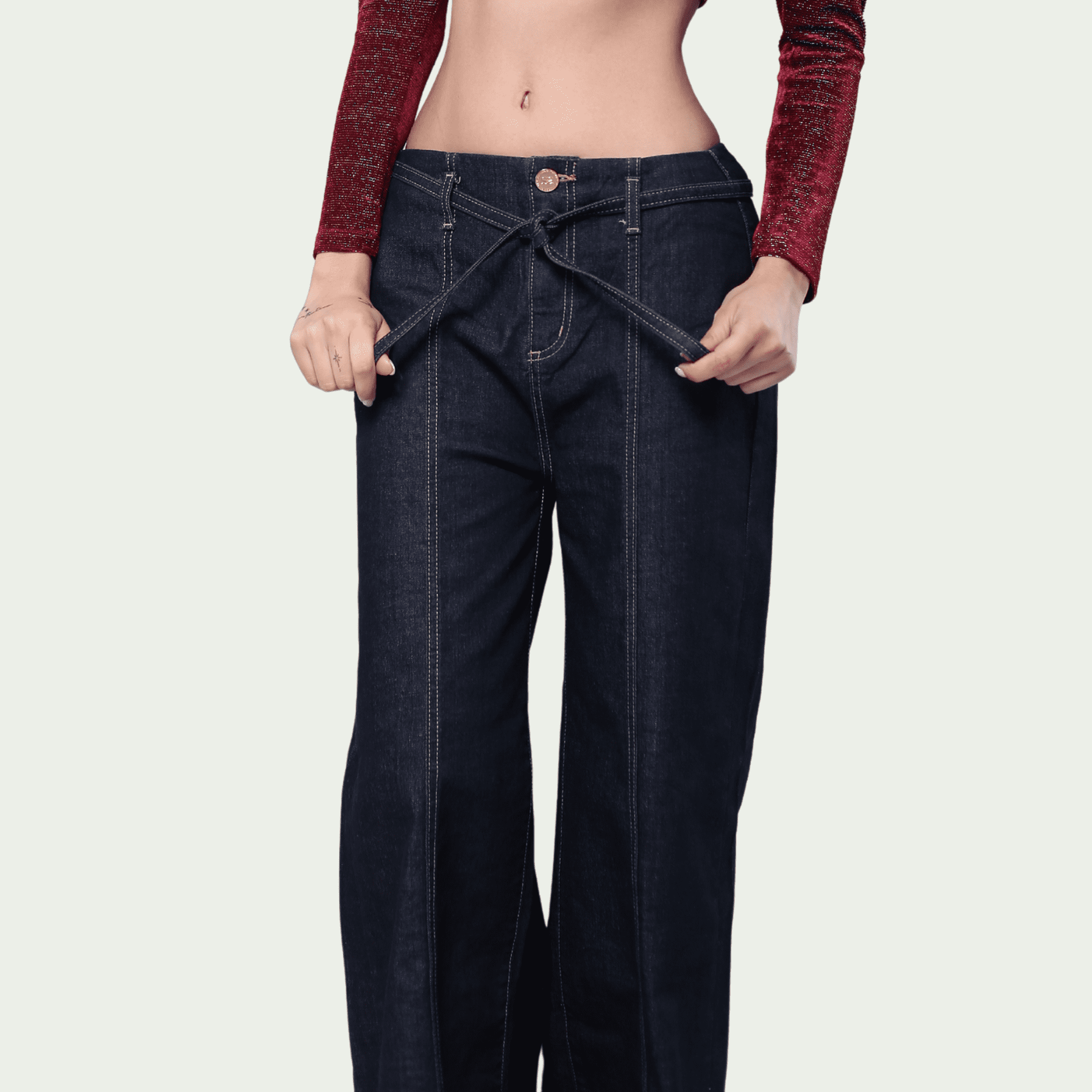 Pantalón recto mujer mezclilla casual tiro medio
