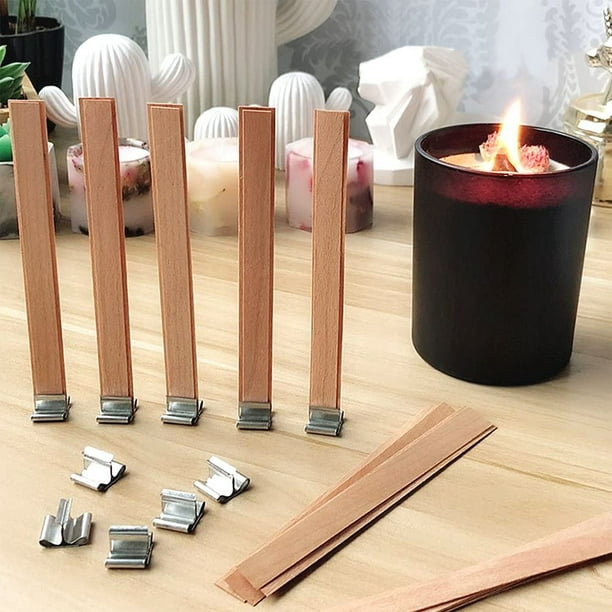 Mechas para velas de madera, mechas para velas naturales sin humo, mechas  para velas con soporte de hierro, para manualidades de fabricación de velas