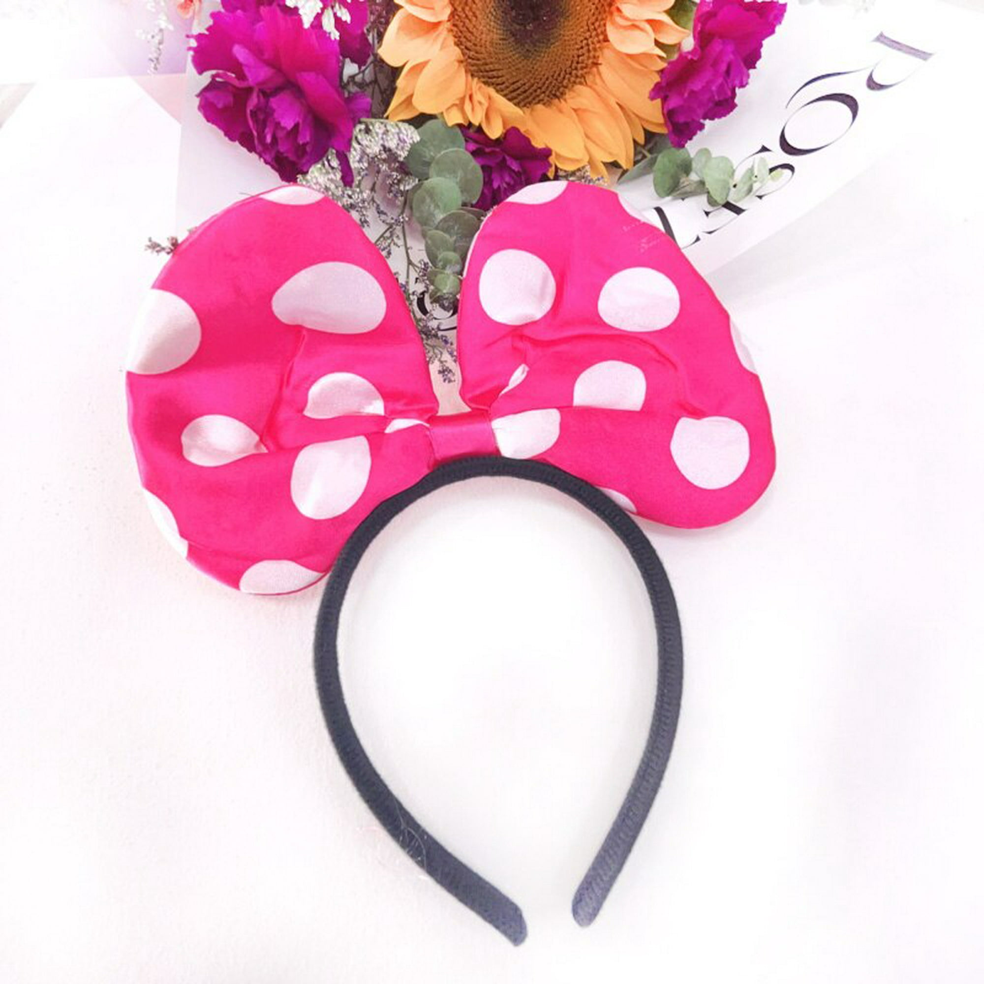 Diadema con orejas de Mickey y Minnie para niña y niño, diadema con  lentejuelas rosas, pinzas