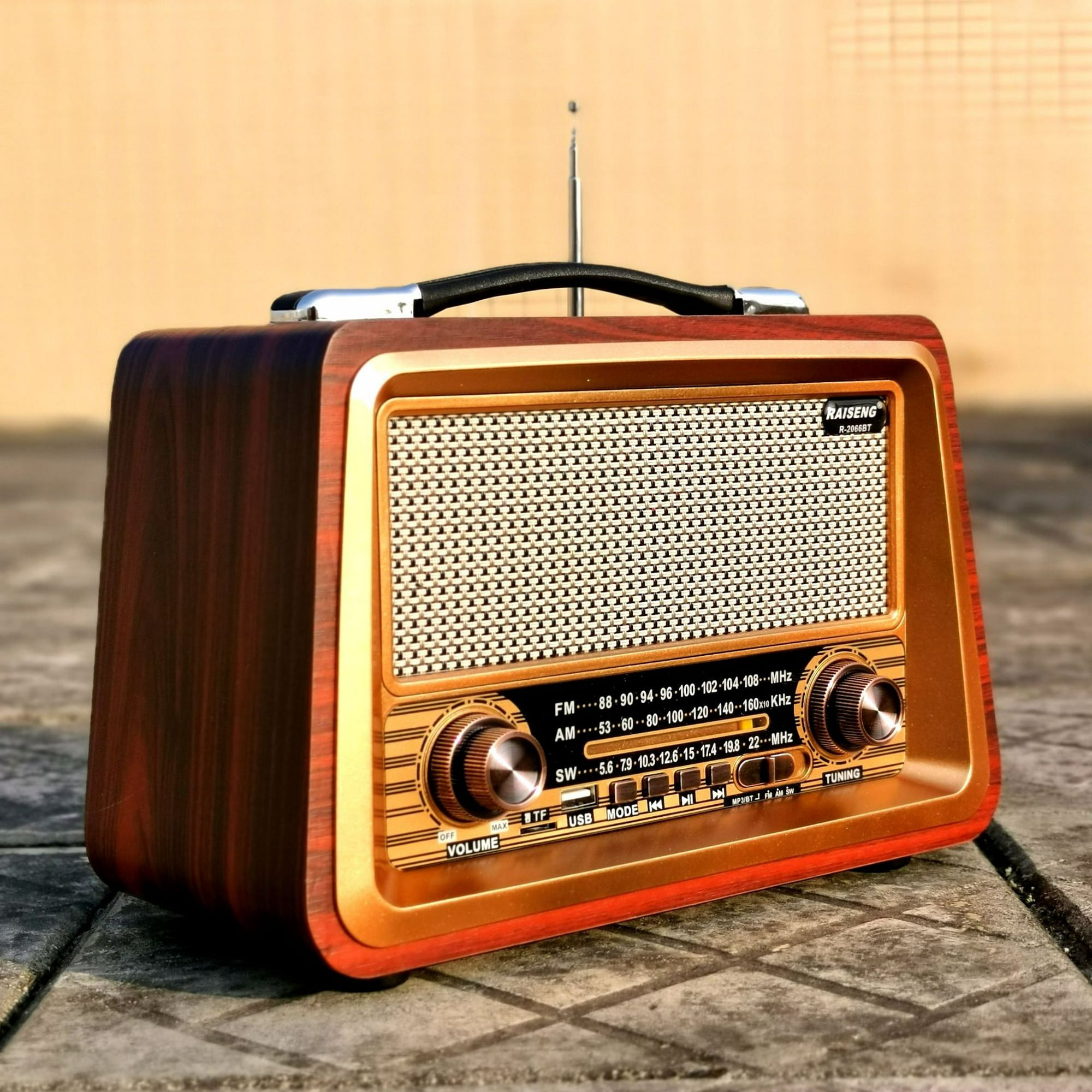 Radio portátil, Vintage Bluetooth FM/AM/(MW)/SW Radio, Diseño clásico de madera  Retro Bluetooth Radio, Vintage Radio Set Compatible con tarjeta  TF/AUX/USB/5W Altavoz Afortunado Sencillez