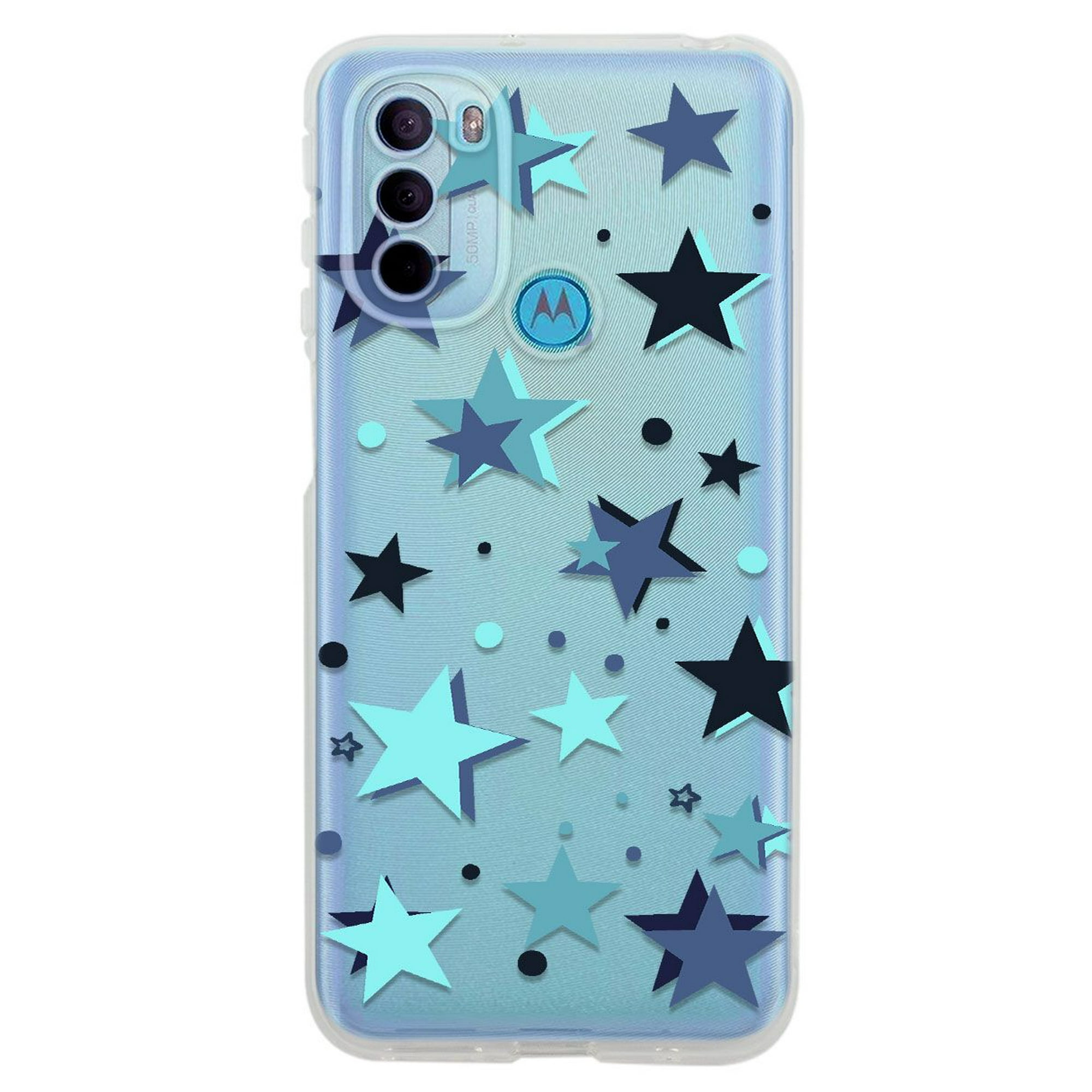 Funda para moto g31 estrellas azules uso rudo, instacase protector para moto g31 antigolpes, case estrellas azules