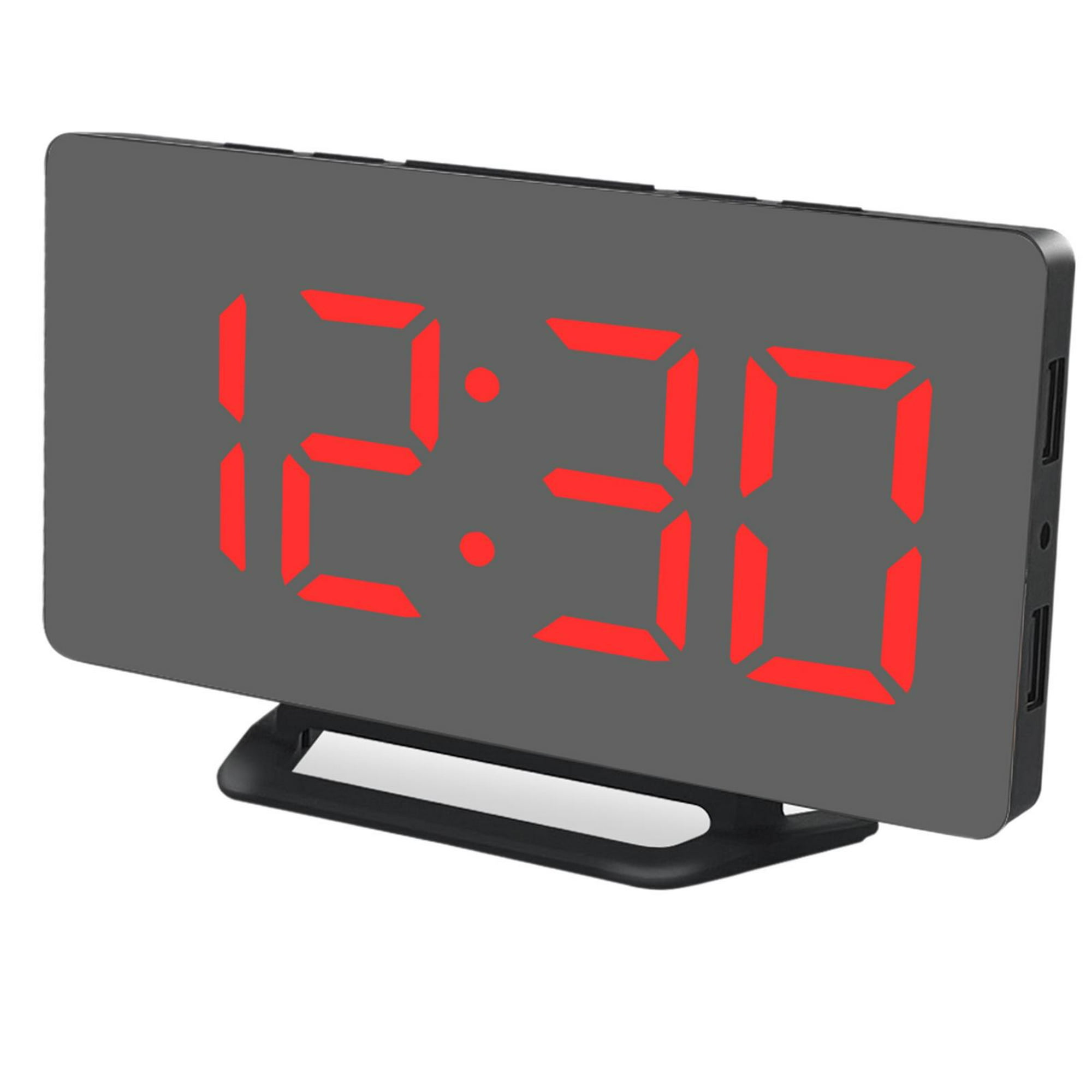 Reloj despertador digital, reloj de pantalla LED con espejo grande, reloj  de escritorio moderno con puertos de carga USB, modo de atenuación