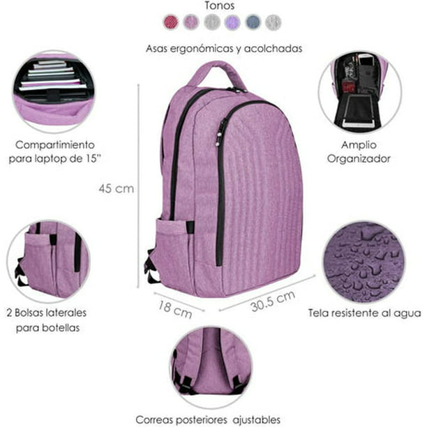 Mochila Escolar Para Niña Sqbags Grande Con Organizadores Color Violeta
