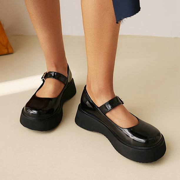 Zapatos de estudiante de punta redonda y baja con plataforma de tacón medio gótico punk para mujer Wmkox8yii | Walmart en línea