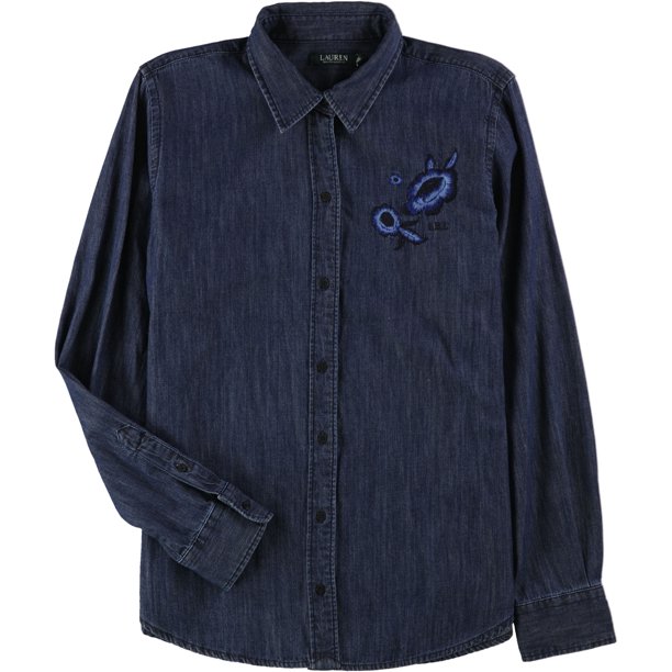 Ralph Lauren Camisa vaquera con botones para mujer azul grande