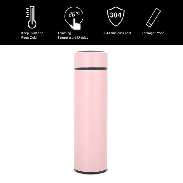 Botella de agua de acero inoxidable rosa con tapa resistente a fugas, taza  aislada al vacío para niña, 14.5 onzas (CUP mld B) – Yaxa Colombia