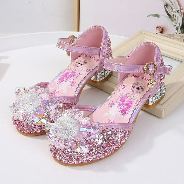 Disney niñas tacones altos primavera nuevos zapatos de cristal