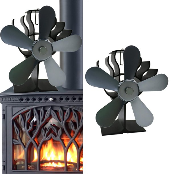 Ventilador de estufa de energía térmica, ventilador de estufa de leña de 5  , funcionamiento silencioso y distribución de calor eficiente y - dorado  BLESIY Ventilador de chimenea