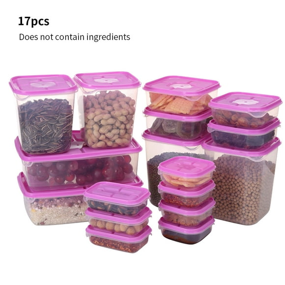 refrigerador contenedor de alimentos microondas de plástico caja de almacenamiento de alimentos organizador de almuerzo de cocina rojo 17pcs  set guardurnaity ha00418502
