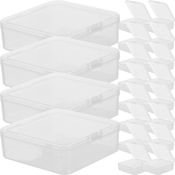 Mini Caja de Plástico Transparente, 20 Caja Pequeña con Tapa Abatible, Caja  de Plástico Transpa…
