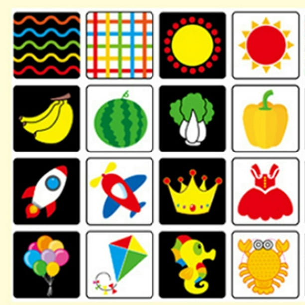 Tarjetas de actividad de aprendizaje de estimulación Visual Montessori,  juguetes sensoriales, tarjetas de bebé para , niñas, Tarjetas visuales B  Yotijar Tarjetas