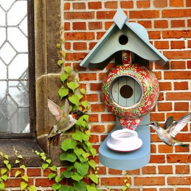 Colibrí pájaros Comedero de pájaros Decoración de pájaro Mascota Colgando  Pared pájaro jardín Exterior Patio Rojo Gloria casas de aves