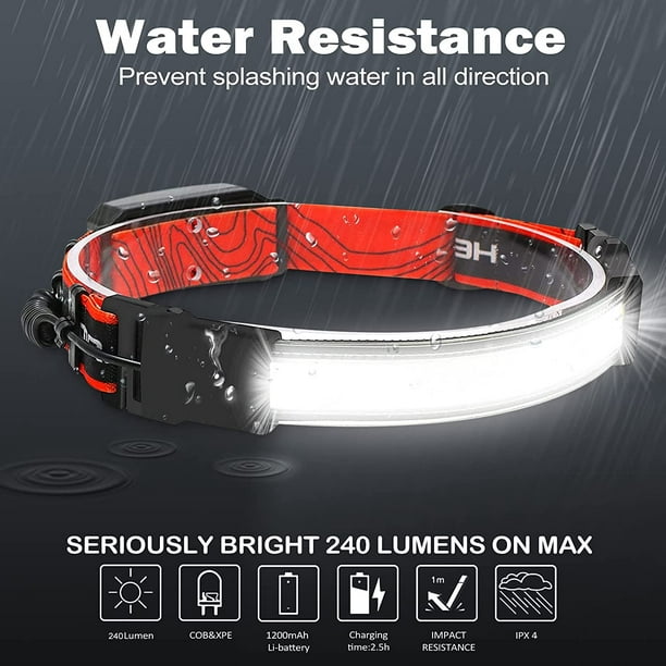 Linterna frontal LED recargable – Potente linterna de cabeza LED, linterna  frontal recargable por USB, batería de larga duración para correr, acampar