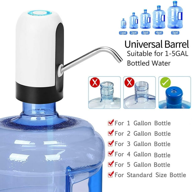 Dispensador de agua para botella de 5 galones, dispensador de jarra de agua  eléctrica con carga USB, bomba de agua potable automática portátil para