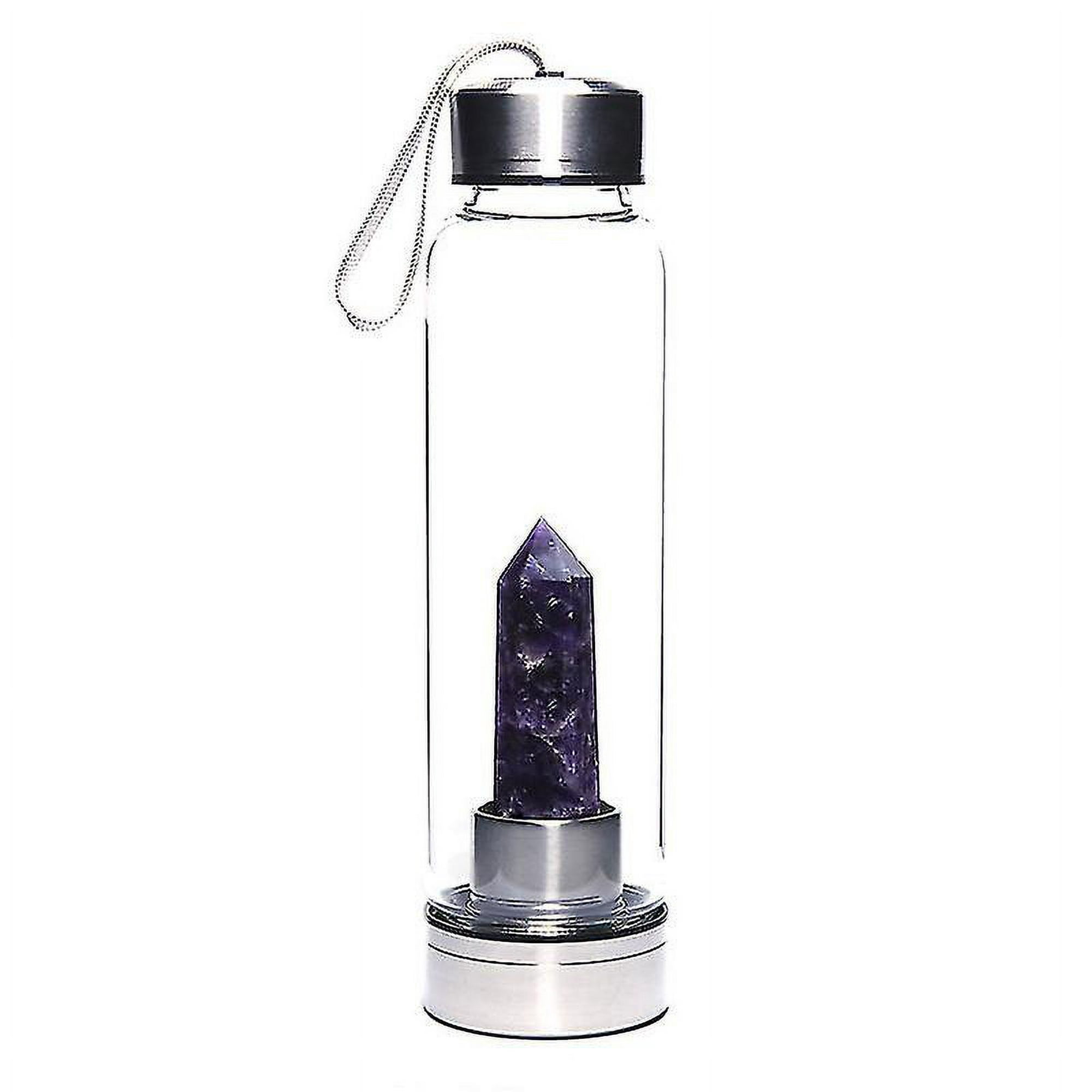 Botella de agua de cristal - Cuarzo transparente - Curación natural del  bienestar - Vidrio/acero inoxidable