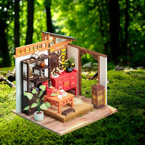 Casa de muñecas Silla mecedora de madera roja Rocker Miniatura 1:12 Muebles  a escala 1:12 -  México