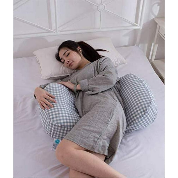 Almohada para el embarazo, almohada para dormir lateral de maternidad,  doble cuña para el cuerpo, el vientre, la espalda, las rodillas Adepaton  LRWJ049-1