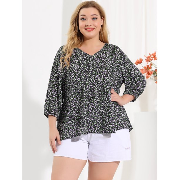 Blusas de talla grande para mujer Blusa con volantes y p plum