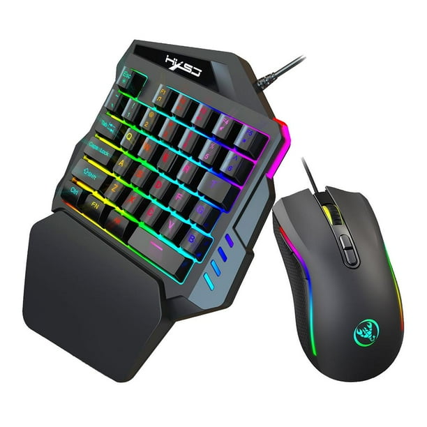 Teclado mecánico RGB para juegos con una sola mano, 35 teclas, mini teclado  portátil para juegos con mouse para juegos, convertidor y soporte