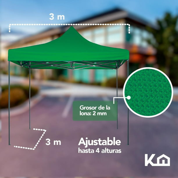 Carpa Toldo 3x3 Reforzado Plegable Impermeable Jardin Carpa Verde – Jardimex