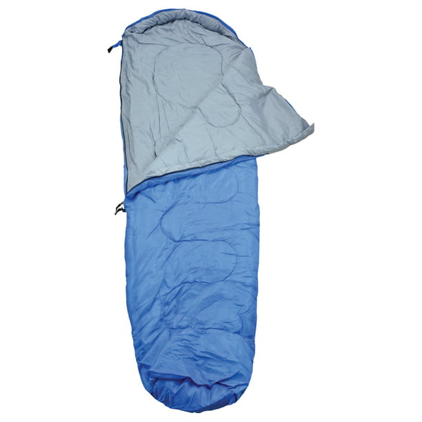  Bolsa de dormir para adultos, de algodón y franela, para  temperaturas de 23/32 °F, cómoda, estilo sobre, con bolsa para guardar,  azul/gris, 2/3 libras, 95 x 35 pulgadas : Deportes y