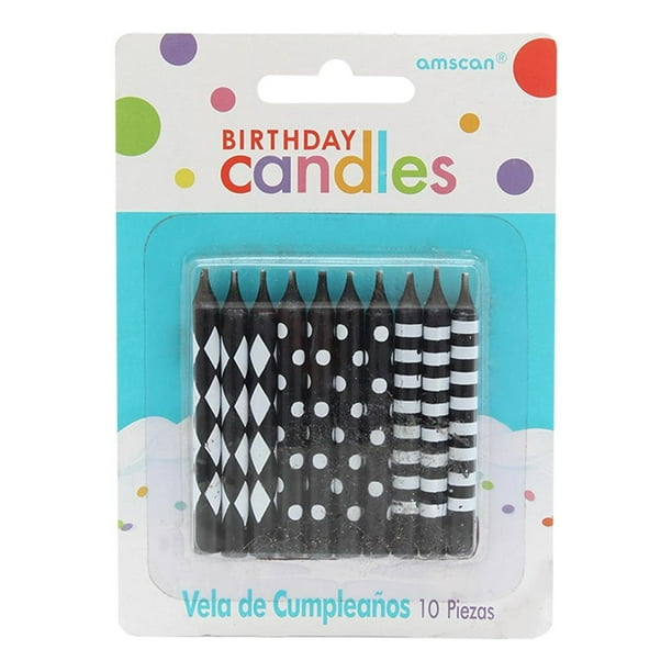 Vela de cumpleaños Amscan blanco y negro 10 pzas | Walmart