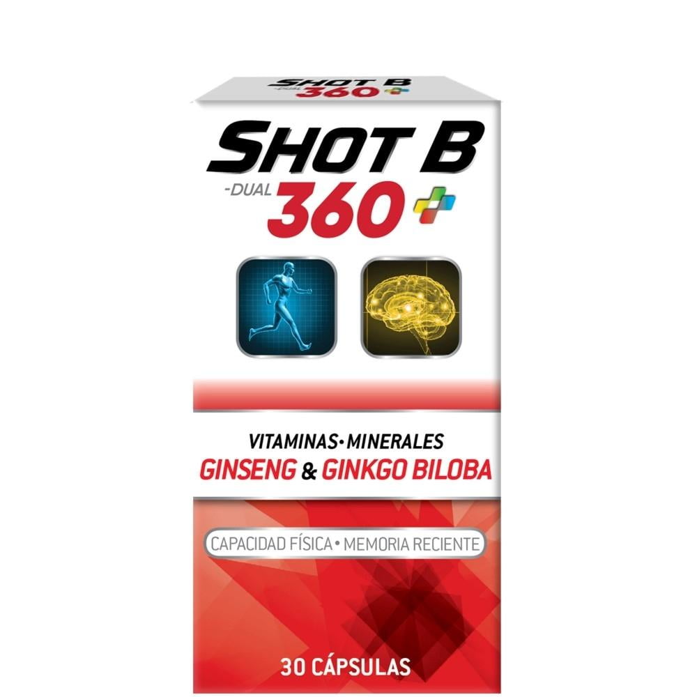 SHOT B DUAL Shot B Dual 360 + Ginseng & Ginkgo Biloba 30 Cápsulas | Walmart