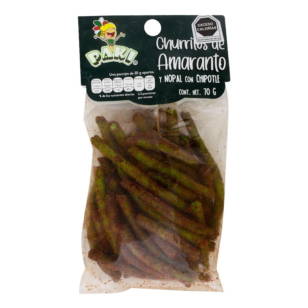 Churritos de amaranto y nopal Paki con chipotle 70 g Walmart