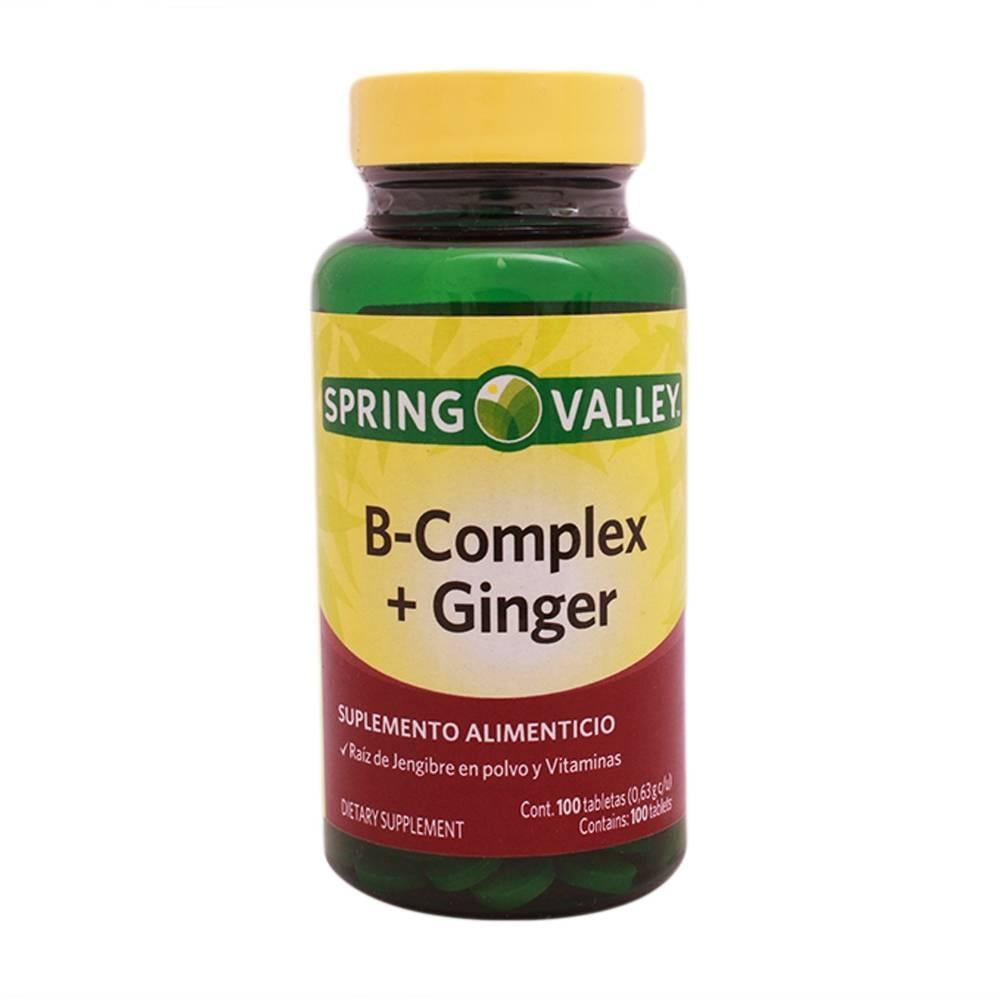 Suplemento Alimenticio Spring Valley B-complex + Ginger 100 Tabletas ...