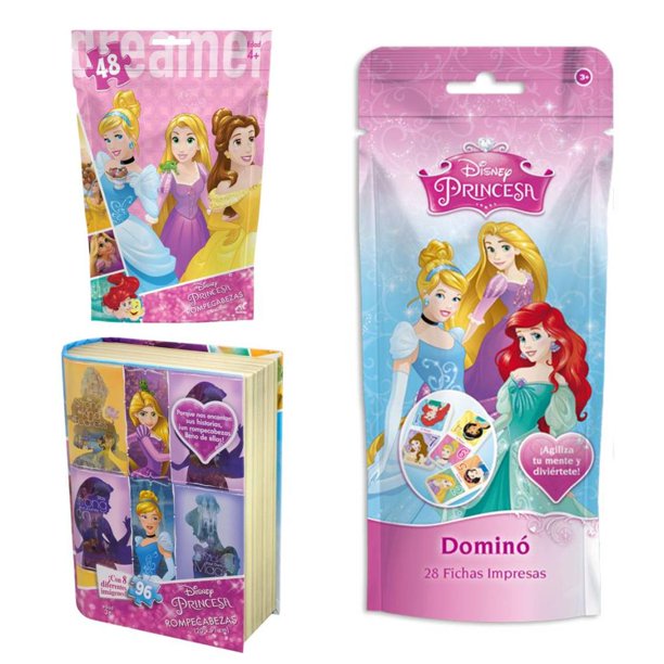 Juegos de Mesa 3 en 1 Princesas Disney Novelty Dominó y 2 Rompecabezas ...
