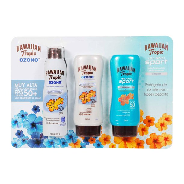 Kit de Protección Solar Hawaiian Tropic Ozono Sport FPS 50+ con 3 pzas