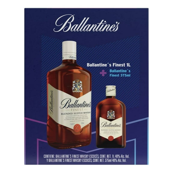 Whisky Ballantine's Finest 1 L + 1 pza de 375 ml